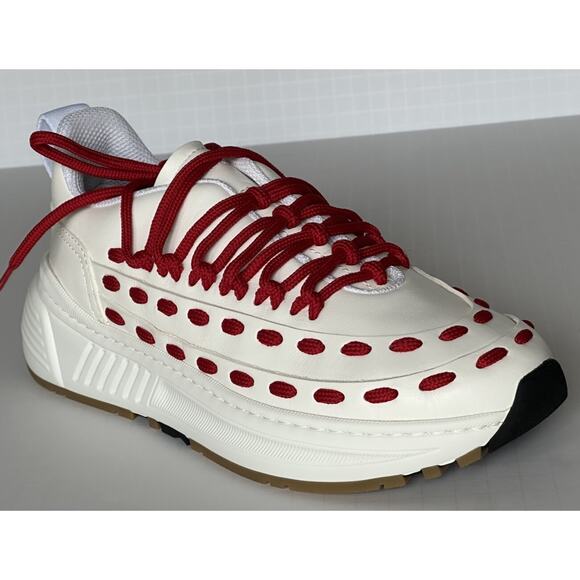 Bottega Veneta Mens Leather White/Red Sneakers 8.5 US (41.5 Eu) 578305 NIB $990 main image 12